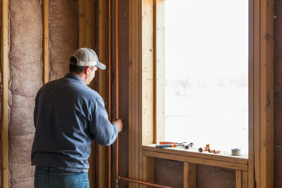 Licensed plumber running new copper supply lines in a Hazelwood home