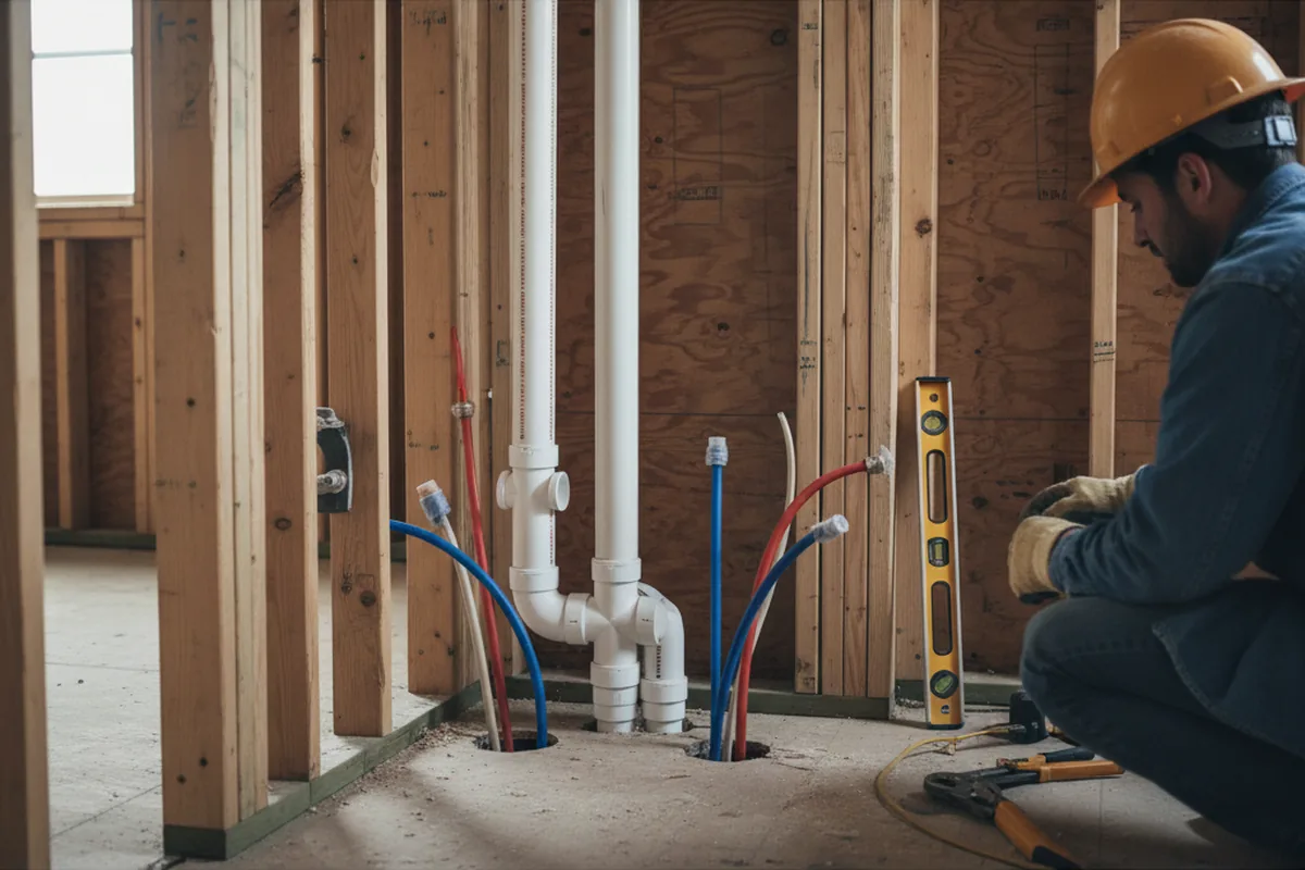 Drain and supply rough-in during Drain Cleaning in Hazelwood