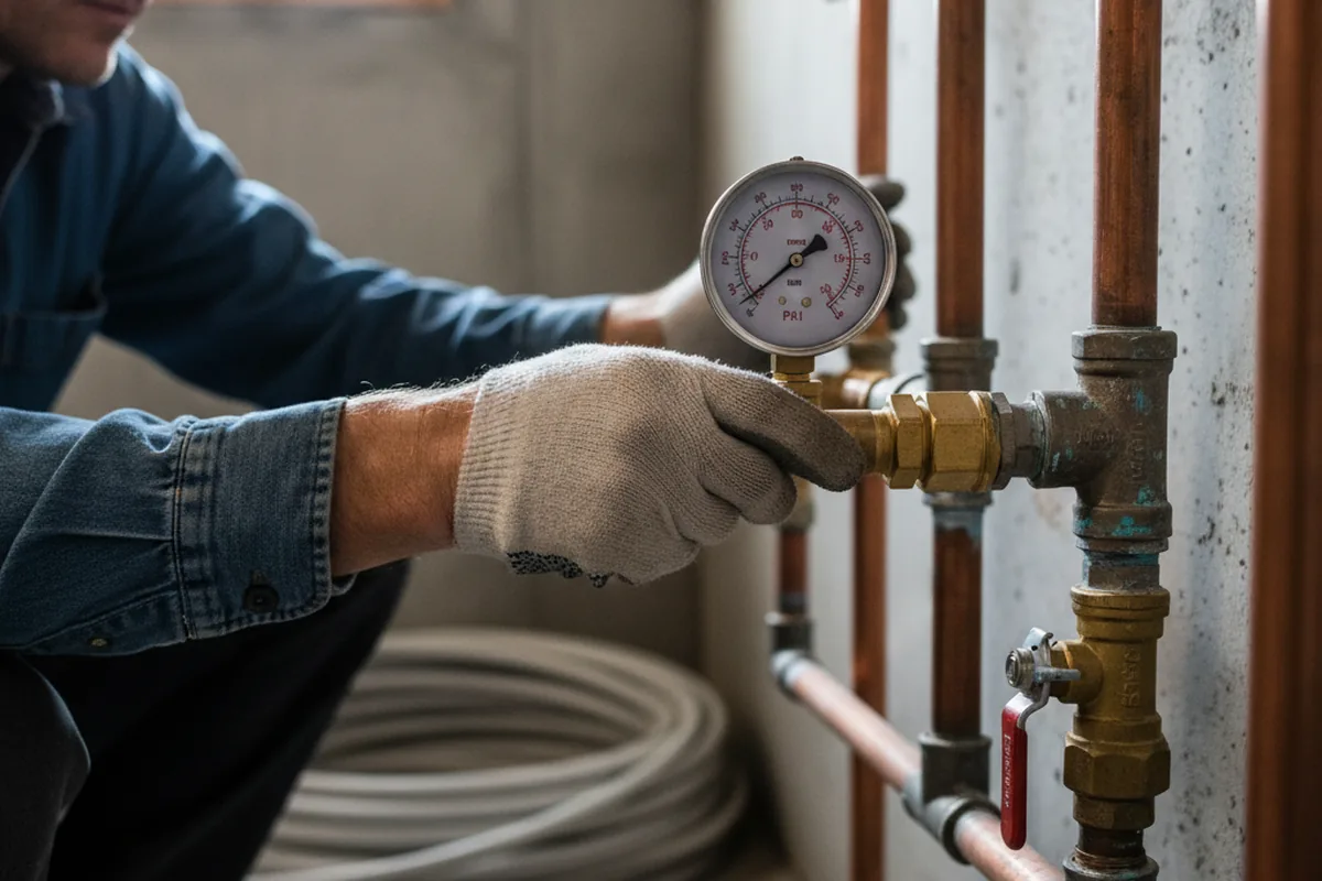 Pressure testing a repaired line during Water Line Repair in Hazelwood